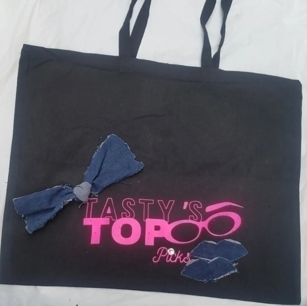 Tasty Shopper Reusable Denim Kisses Tote Bag